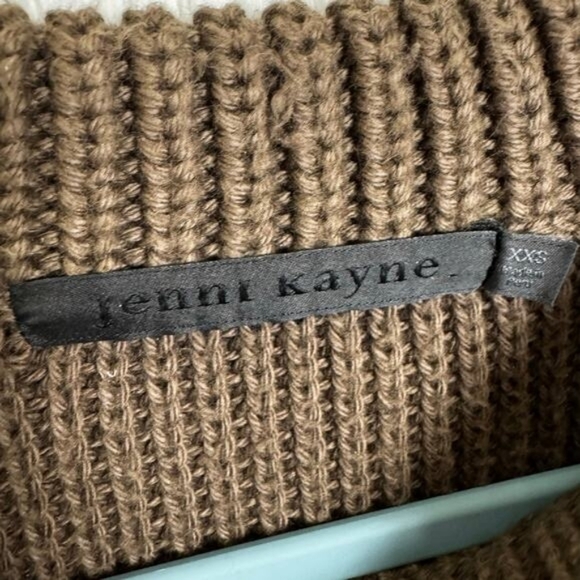 Jenni Kayne Oversized Cotton Fisherman Sweater Beachwood Tan Brown XXS/XS EUC! - Picture 5 of 9